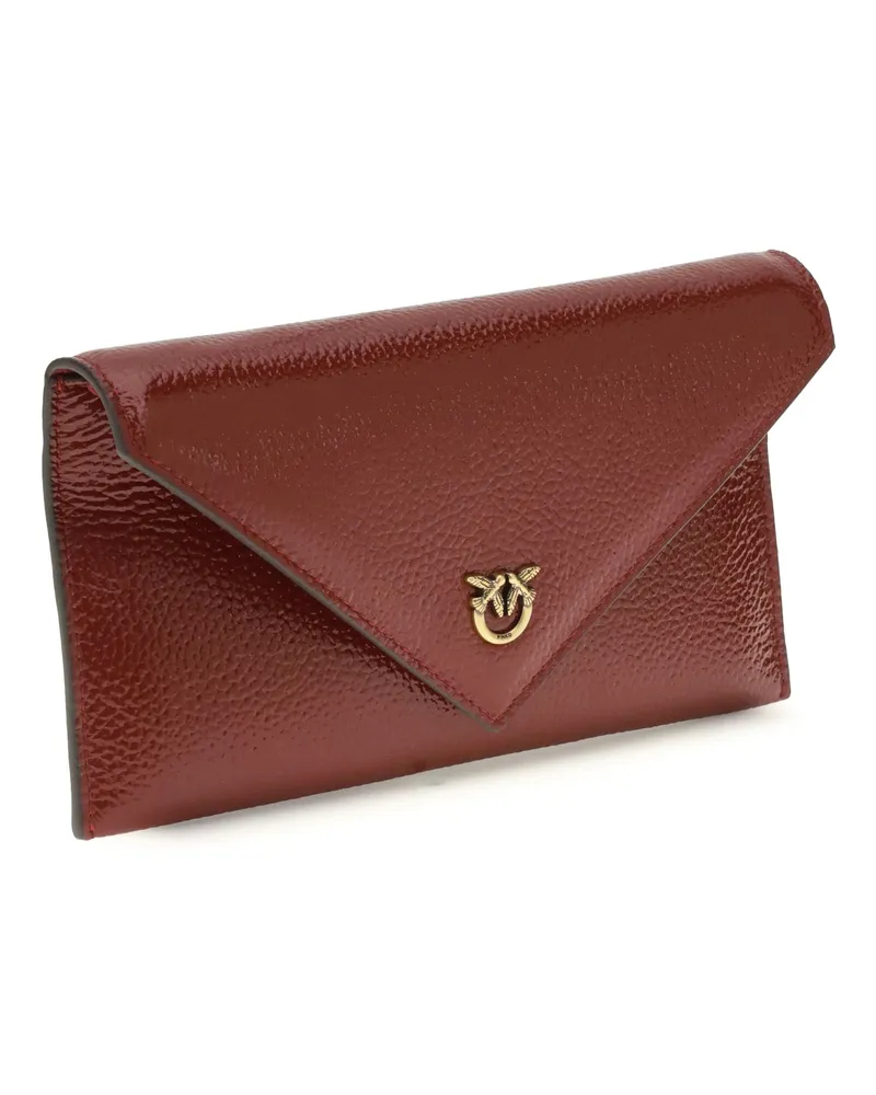 Pinko Women's Love Birds Clutch Bag Rosso Scuro-Antique Gold Calf Leather Bos Taurus Clutches Red