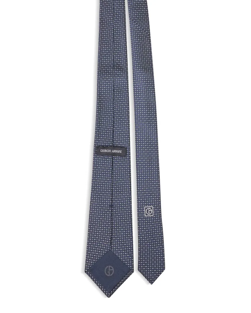 Giorgio Armani Men's Silk Tie Jacquard Midnight Blue Ties & Bow Blue