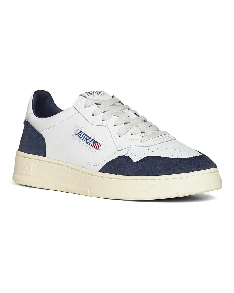 AUTRY Men's Sneakers Medalist Low White Leather-Denim Suede Calf Leather Trainers White