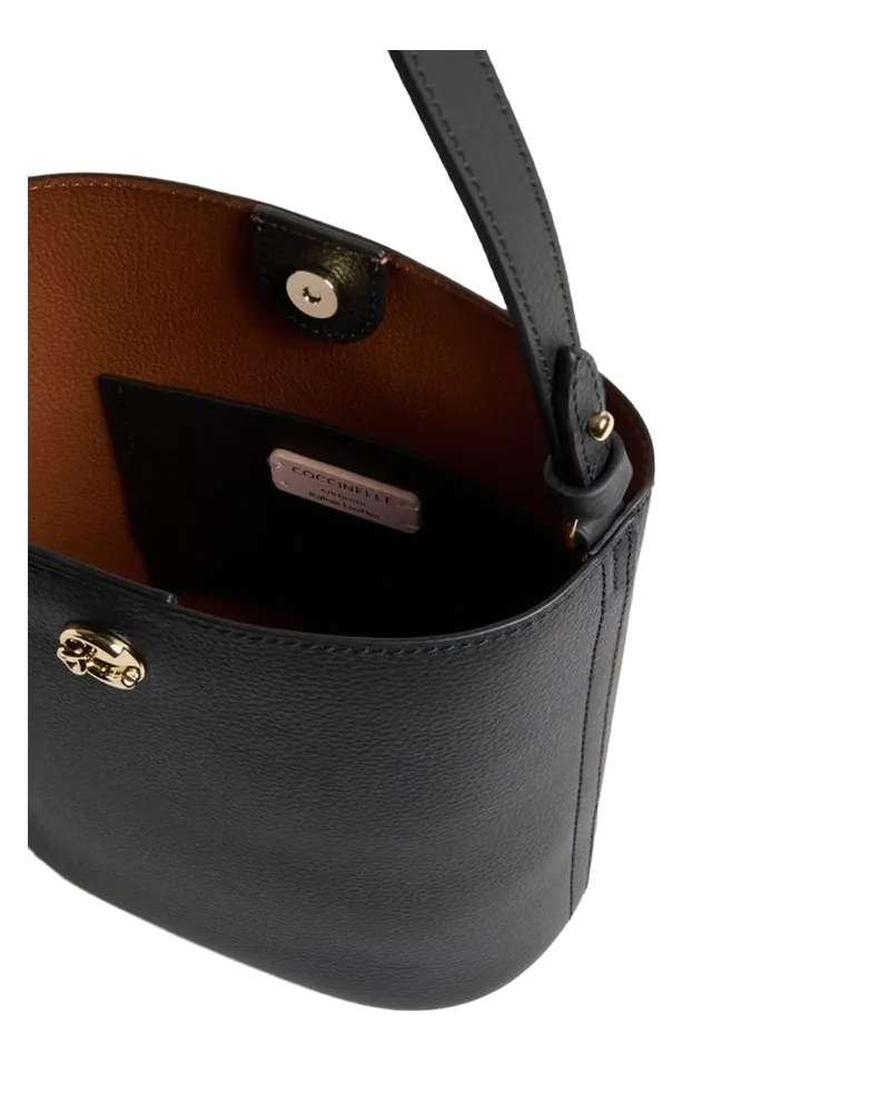 Coccinelle Women's Bucket Bag Black-Cognac Bovine Leather - Bucket-Bags Black/cognac Black