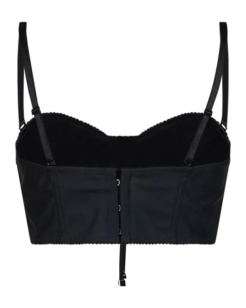 Dolce & Gabbana Stretch Satin Sweetheart Bustier Top — Black Black