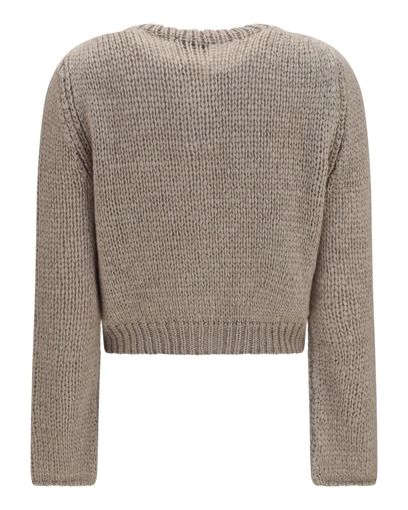 forte_forte Women's Chunky Knit Cardigan With Buttons Mandorla Sweater Beige