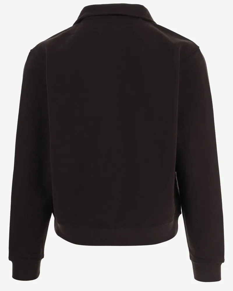 Burberry Men's Cotton Half-Zip Sweater Dark Brown Brown