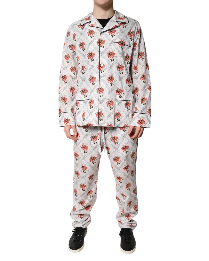 Dolce & Gabbana Men's Multicolor Floral Print Cotton Pajama Set Sleepwear Clothing Multicolor