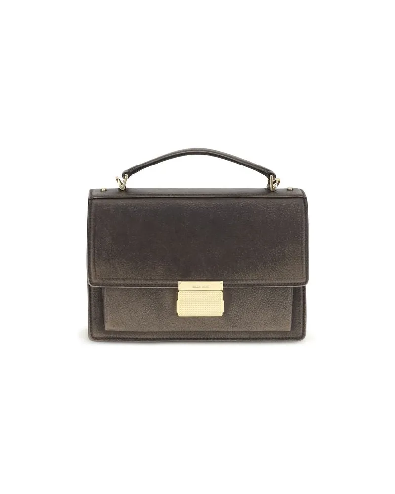 Golden Goose Leather with Gold-Tone Hardware Top Handle Bag — Brown Brown