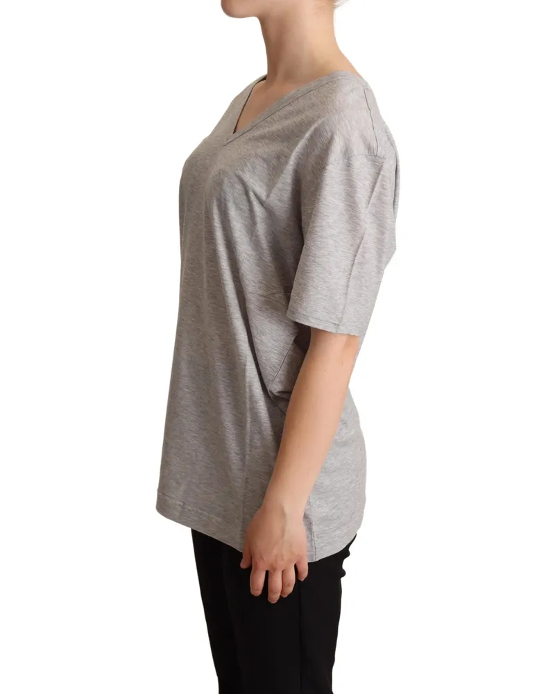 Dolce & Gabbana V-Neck Cotton T-Shirt — Gray Gray