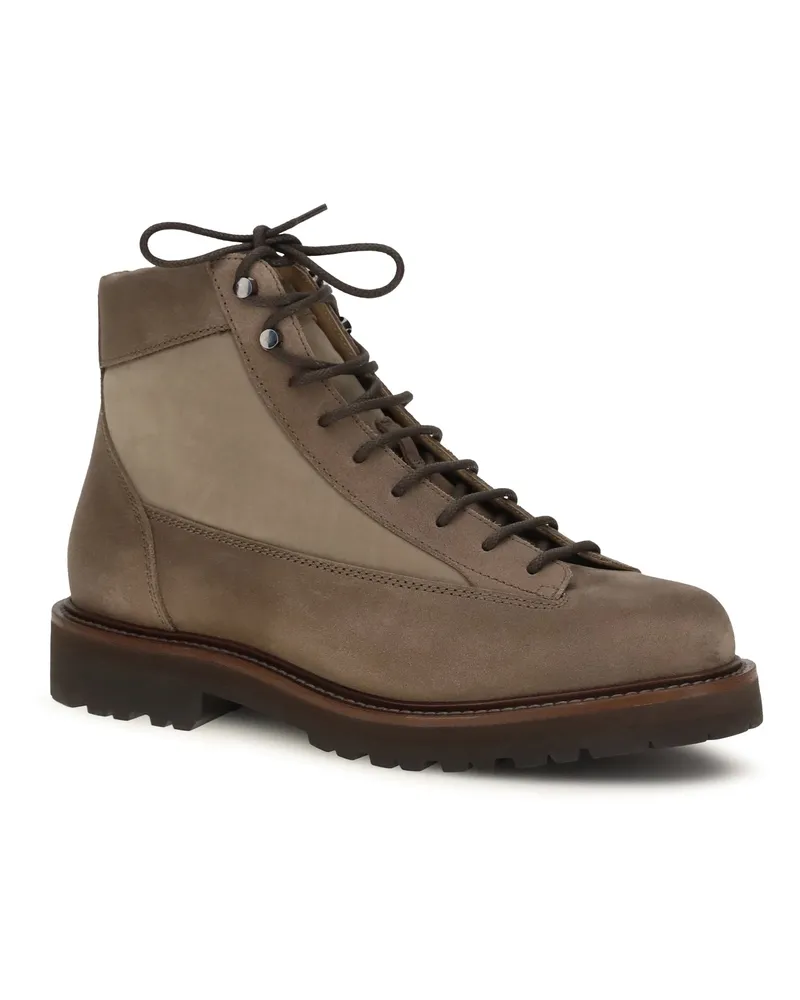 Brunello Cucinelli Men's Lace-Up Ankle Boots Koala+fungo Beige