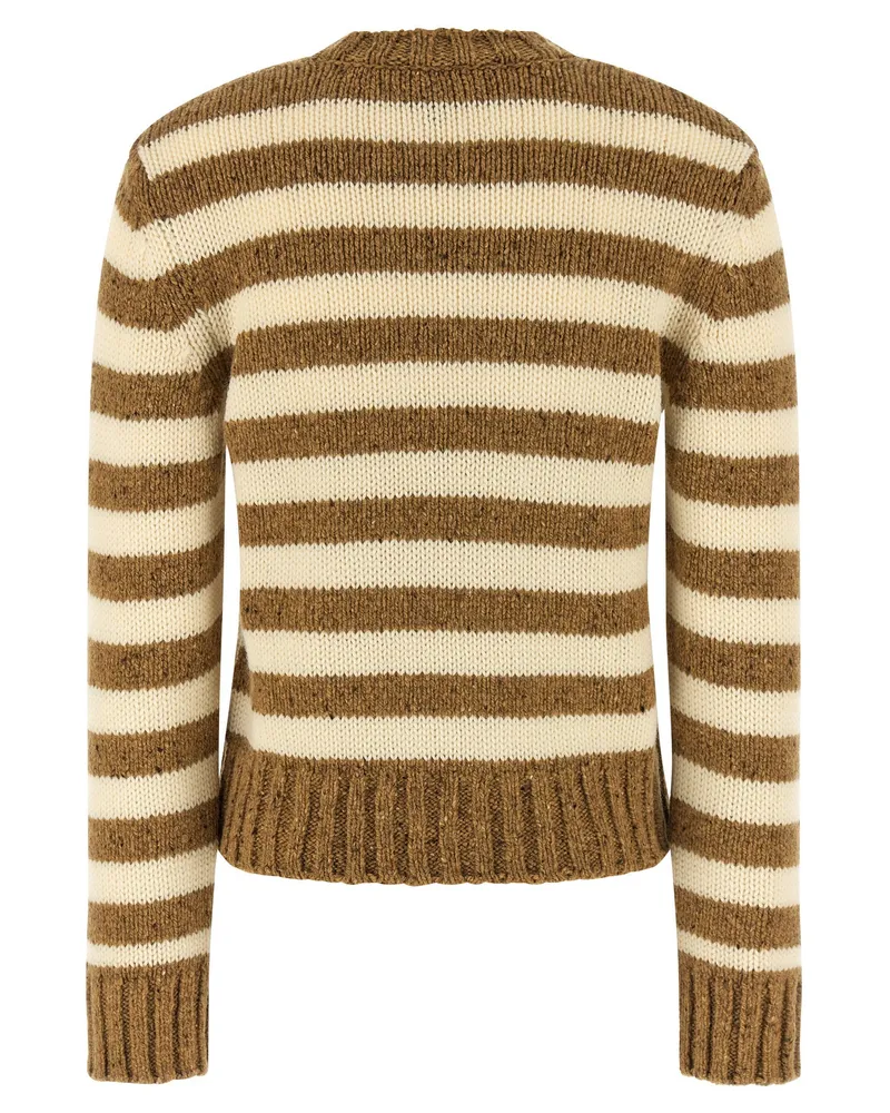 A.P.C. Striped Virgin Wool Sweater — Tan Tan
