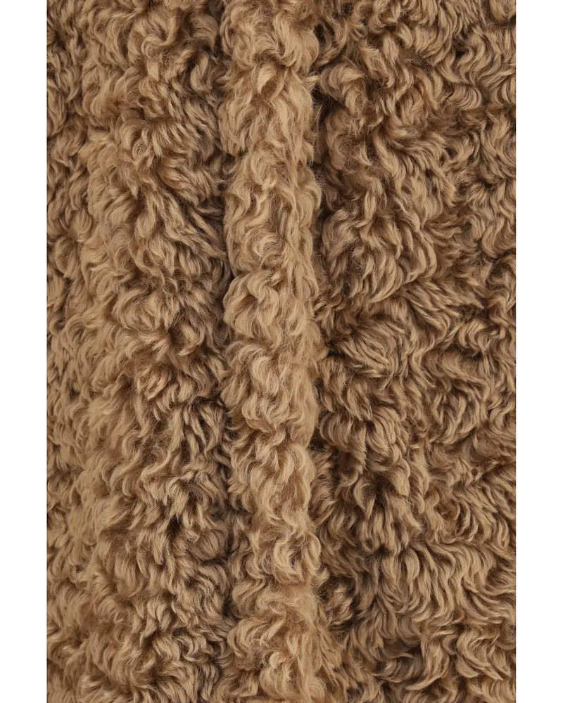 Kristina Ti Women's Long Plush Coat Champagne Polyester 