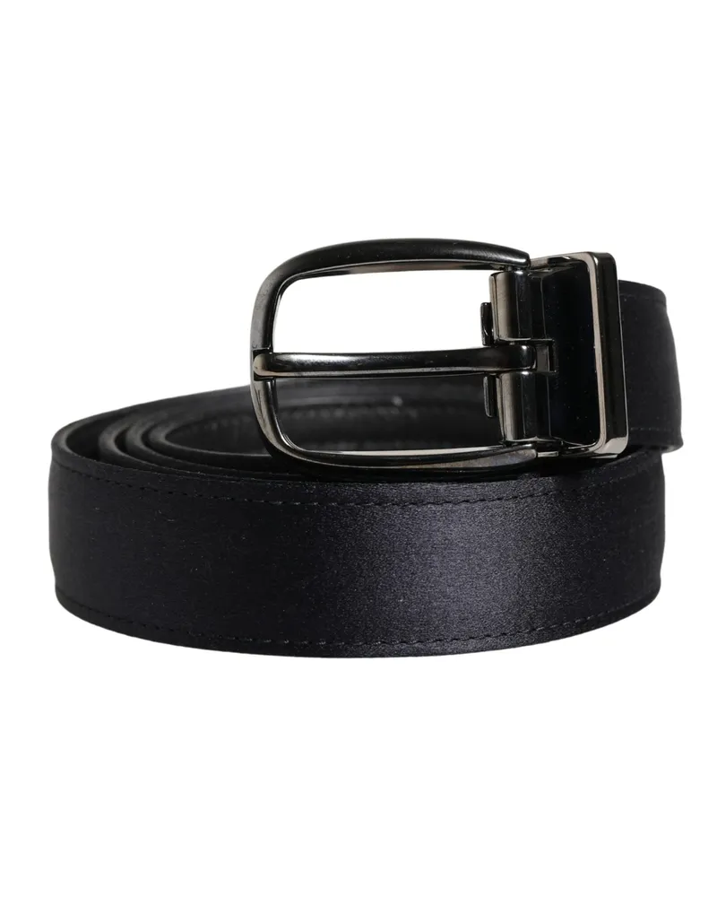 Dolce & Gabbana Men Black Classic Viscose Metal Buckle Belt Silk Calf Black