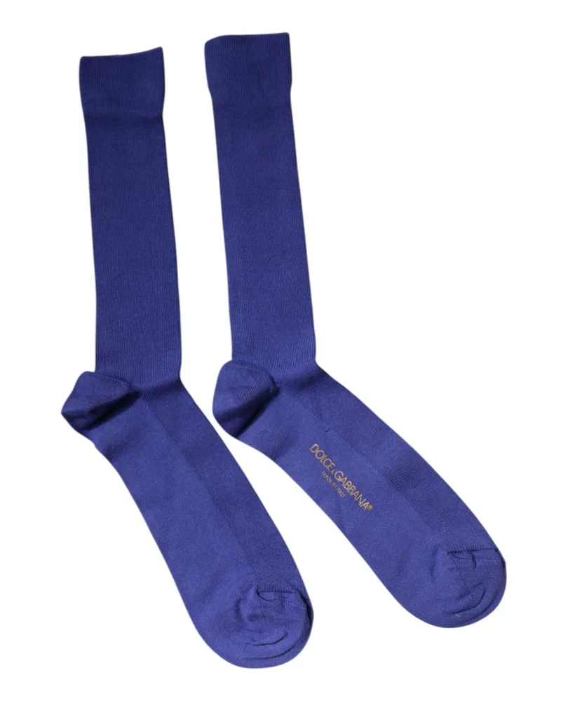 Dolce & Gabbana Men's Purple Cotton Logo Over The Calf Socks Clothing Purple