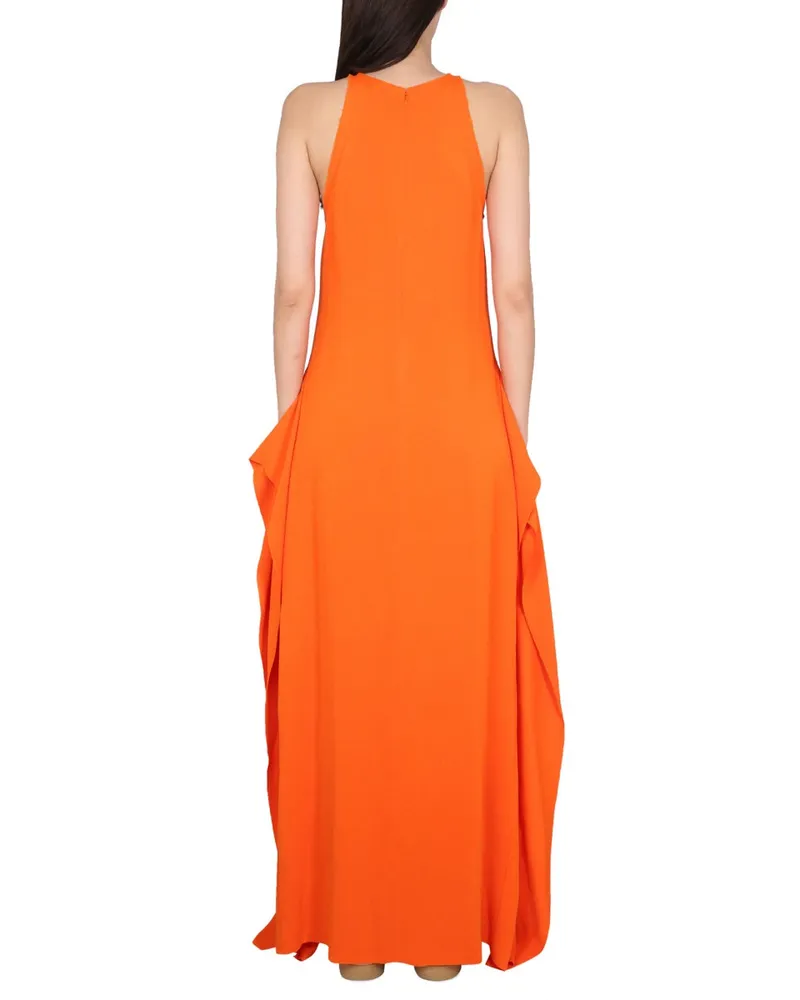 Lanvin Viscose Cellulose Longuette Dress — Orange Orange