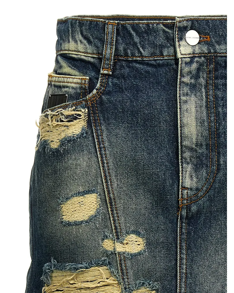 Marc Jacobs Distressed Denim Skirt — Blue Blue
