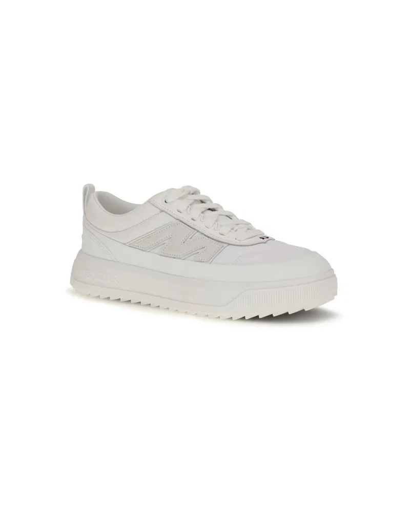 Moncler Men's White Calf Leather Bos Taurus Athletic Sneakers White