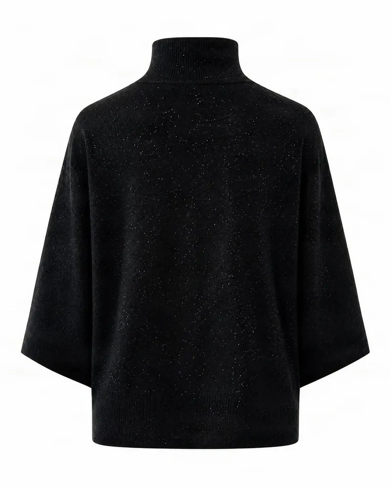 Fabiana Filippi Speckled Wool Turtleneck Sweater — Black Black