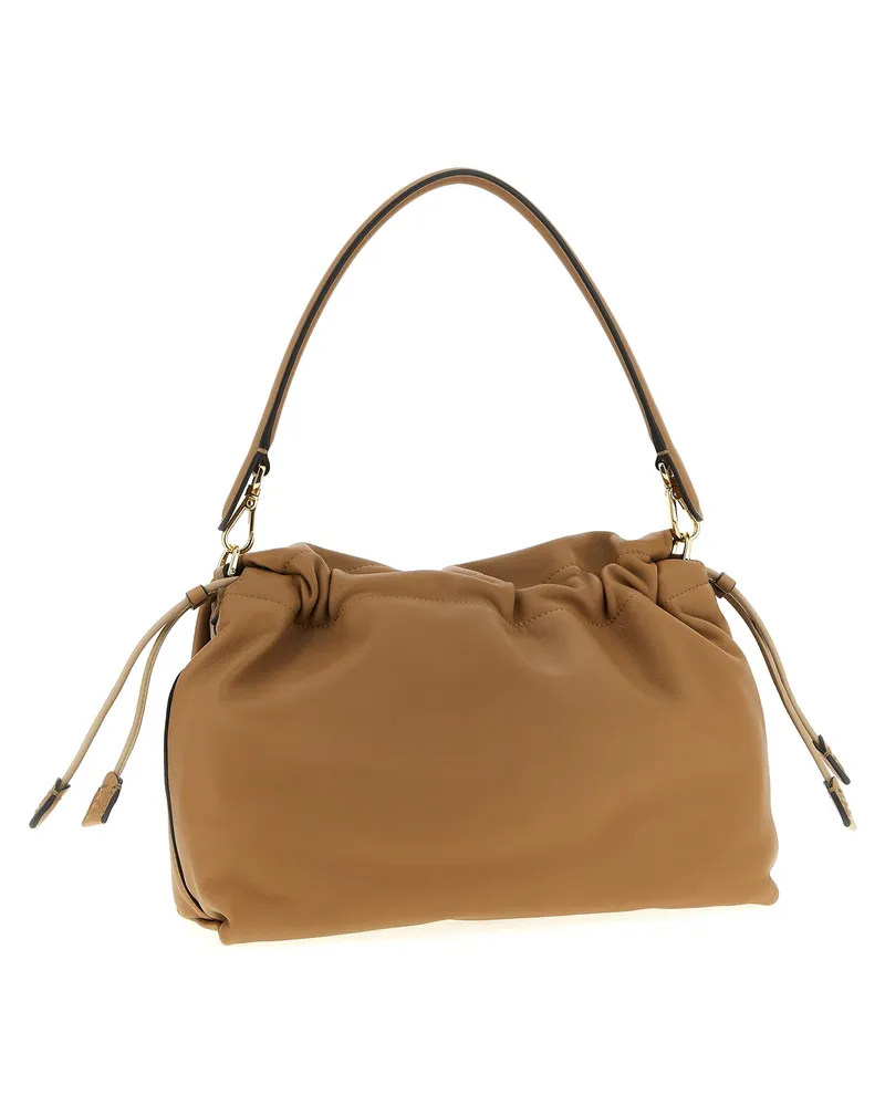 Fendi Women's Beige Lamb Leather Shoulder Bag Beige