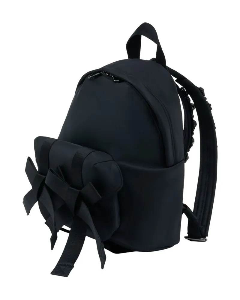 Simone Rocha Women's Bow Front Backpack W- Emb -  Synthetic Black Nylon Bags Backpacks Black