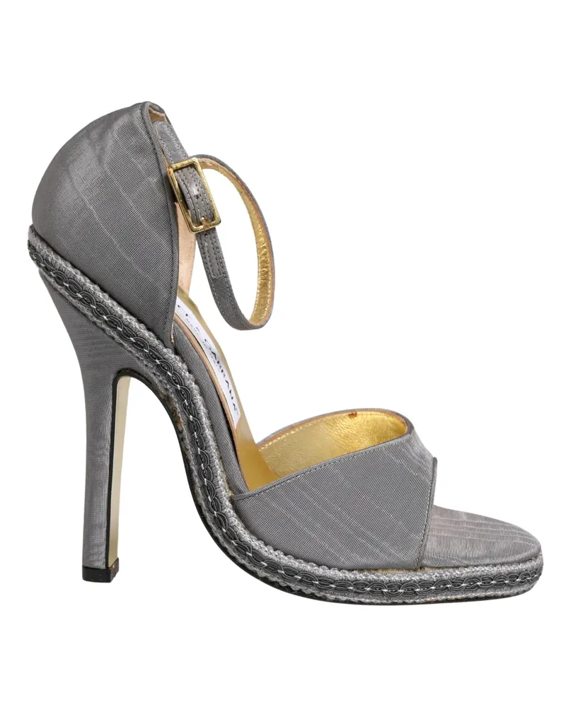 Dolce & Gabbana Women's Gray High Heeled Sandals Ankle Strap Shoes Leather Gray