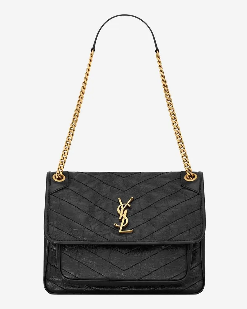 Saint Laurent Women's Leather Shoulder Bag Niki Black Black