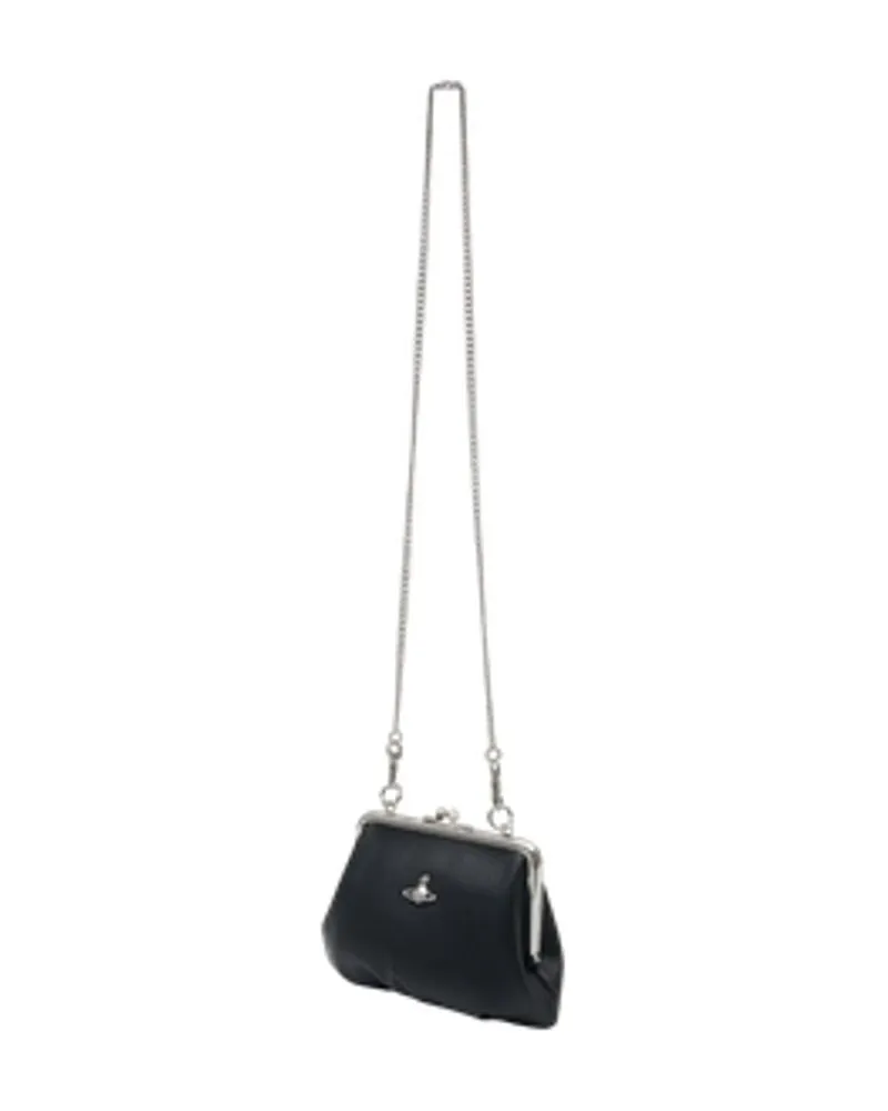 Vivienne Westwood Women's Granny Frame Purse -  Synthetic Black Calfskin Bags Handbags-Purses Black