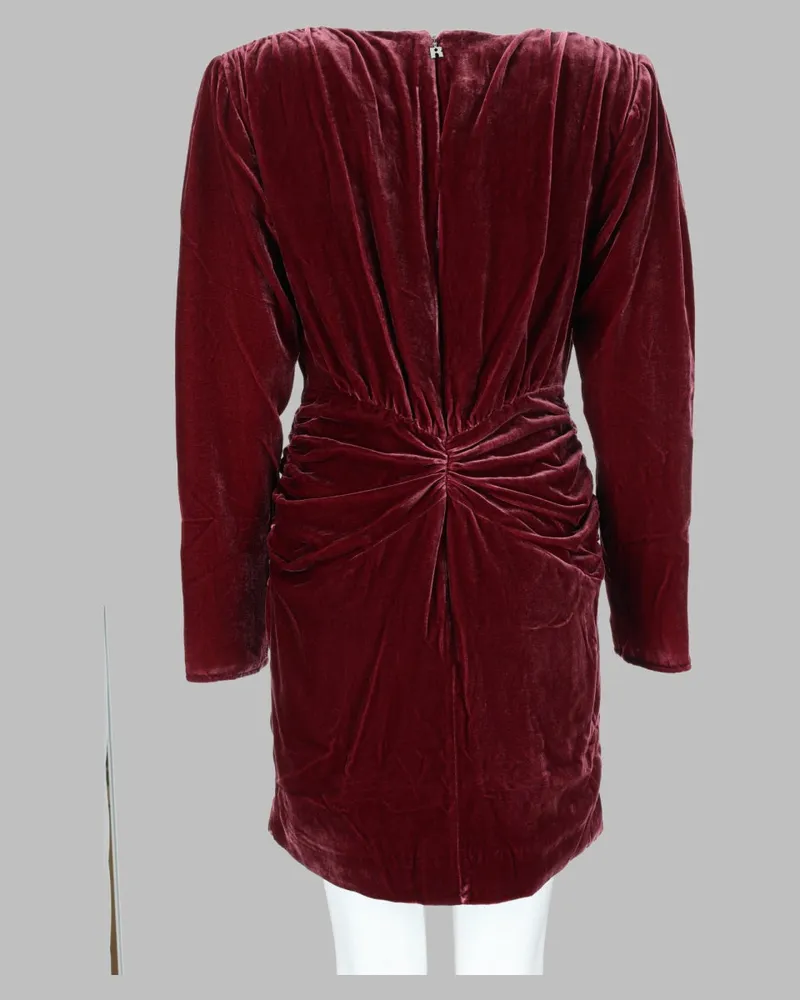 ROTATE Birger Christensen Silk-Blend Velvet Mini Dress — Bordeaux Bordeaux