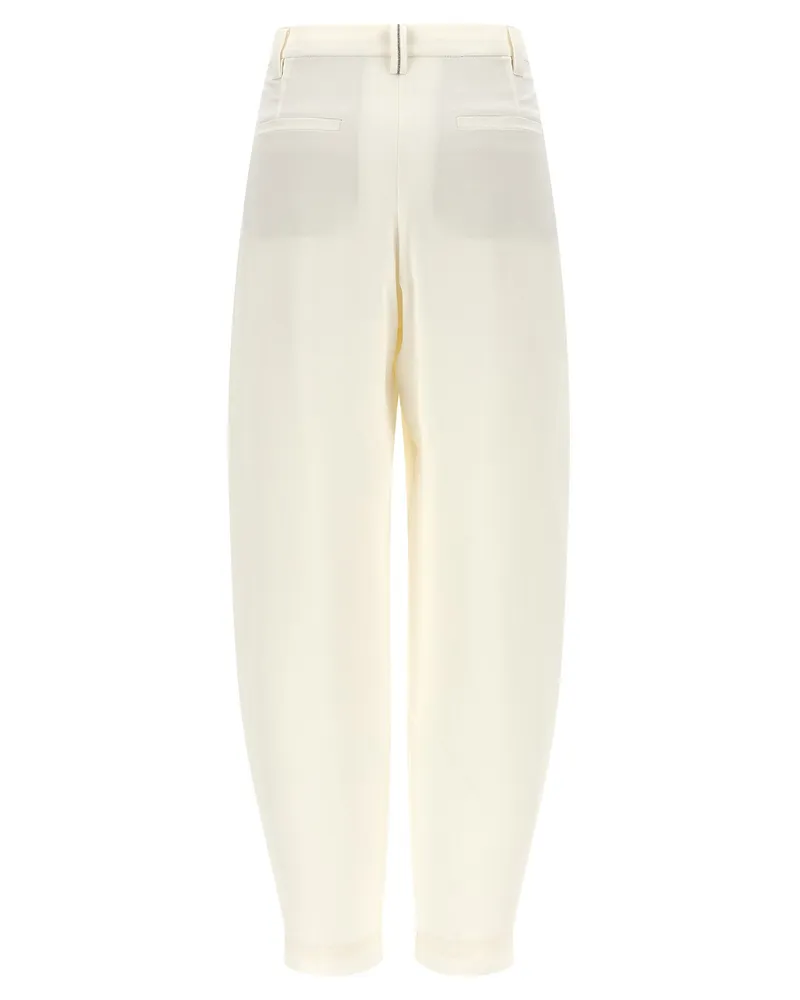 Brunello Cucinelli Linen Blend Twill Trousers — Cream Cream