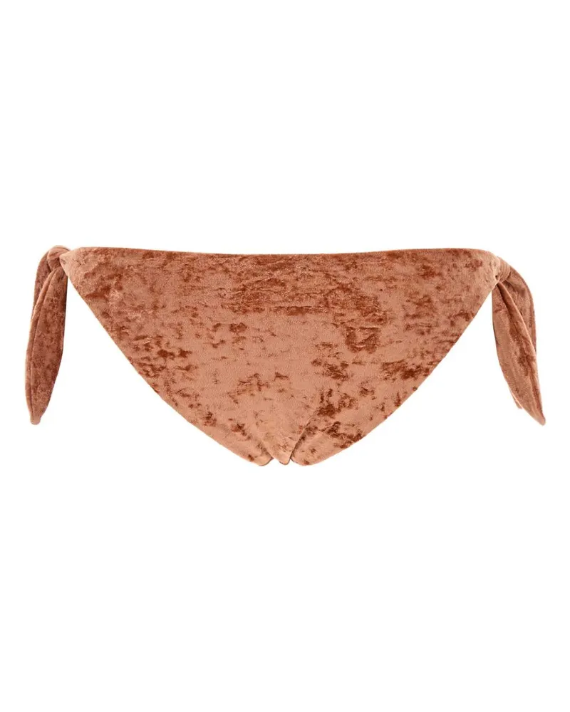 Chloé Women's Peach Stretch Velvet Bikini Slip Woodenorange Costumi Da Bagno Orange