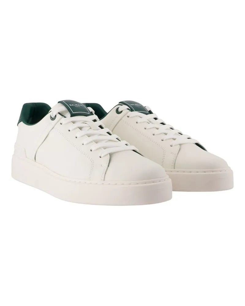 Balmain Men's B Court Sneakers -  Leather White Calfskin Shoes White