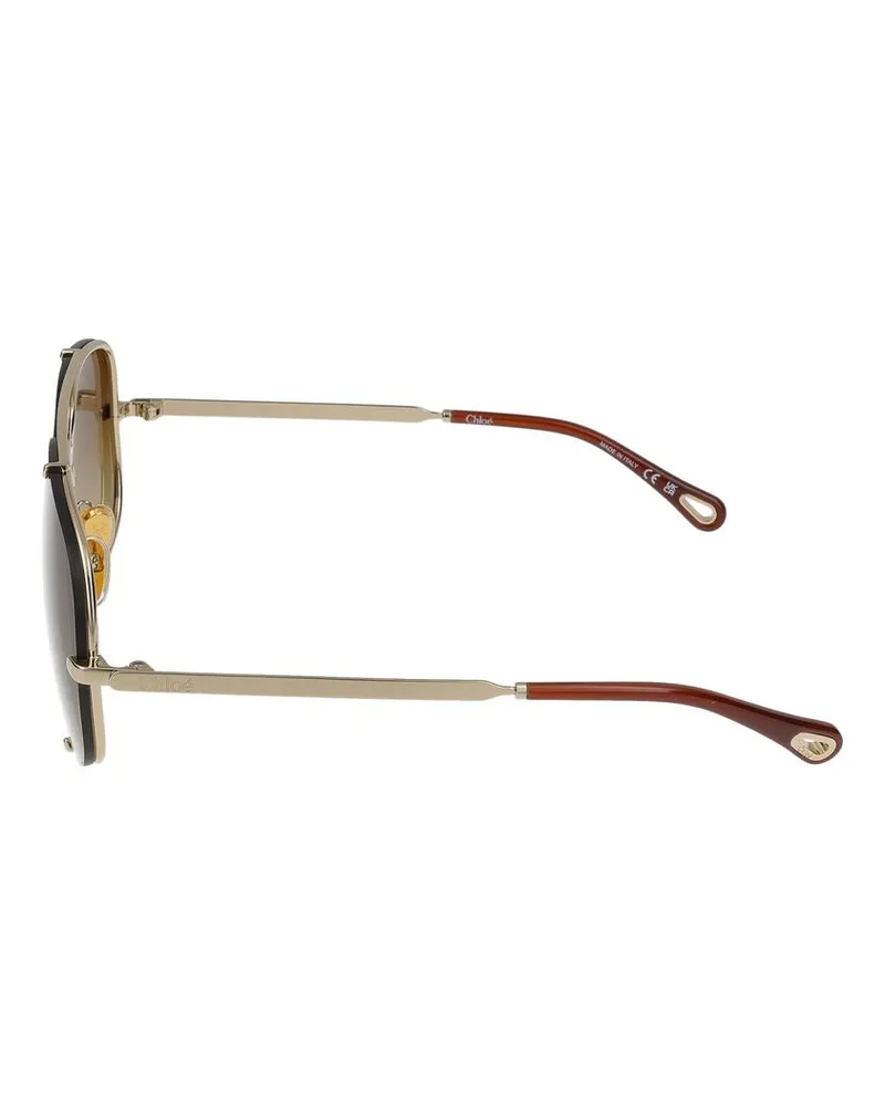Chloé Women's Sunglasses Ch0348s 003 Gold Brown 12-140 Metal Gold