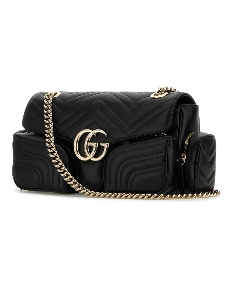 Gucci Women's Black Leather Small Gg Marmont Shoulder Bag Borse A Tracolla Black