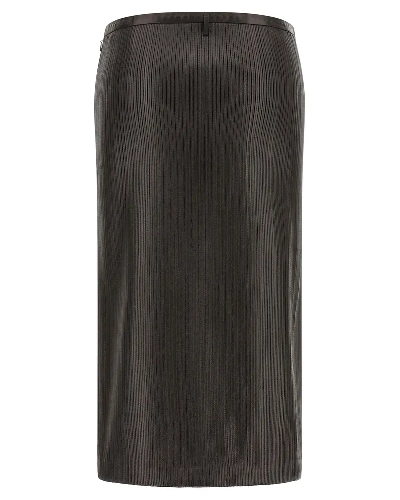 Tom Ford 3D Ribbed Lambskin Skirt — Brown Brown