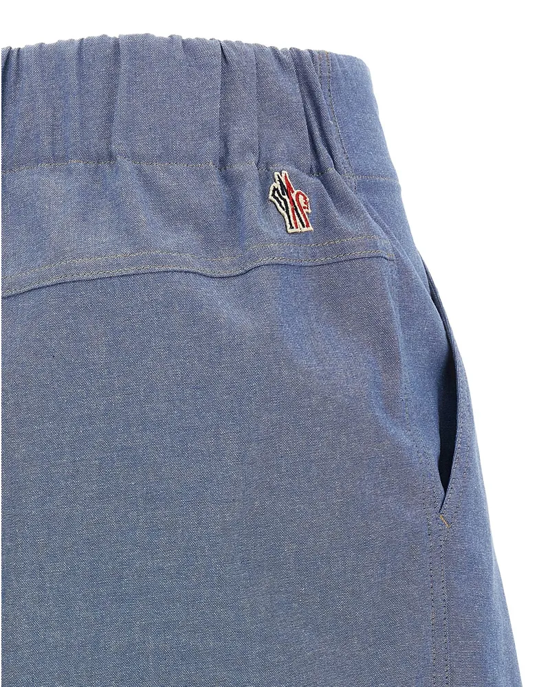 Moncler Pleated Chambray Bermuda Shorts — Blue Blue