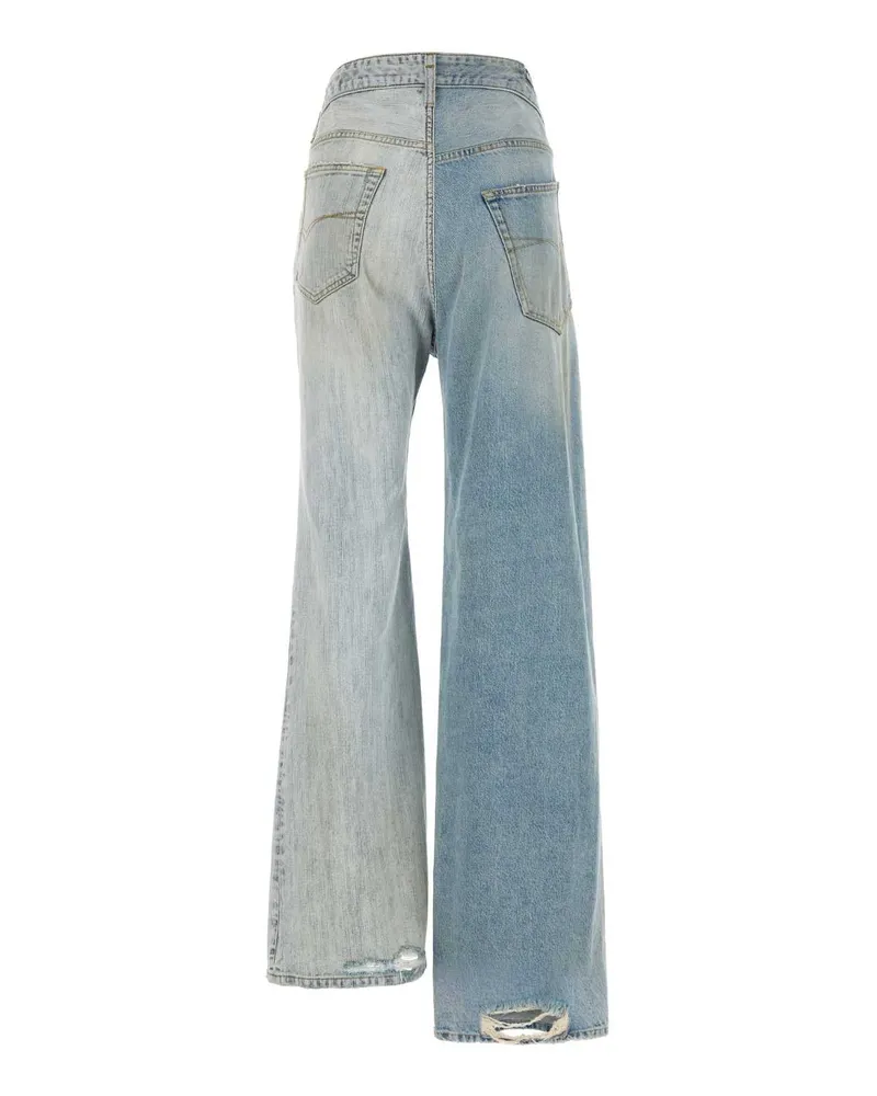 Balenciaga Women Two-Tone Denim Fifty-Fifty Jeans Iced+bleachedring Exterior: Cotton Blue