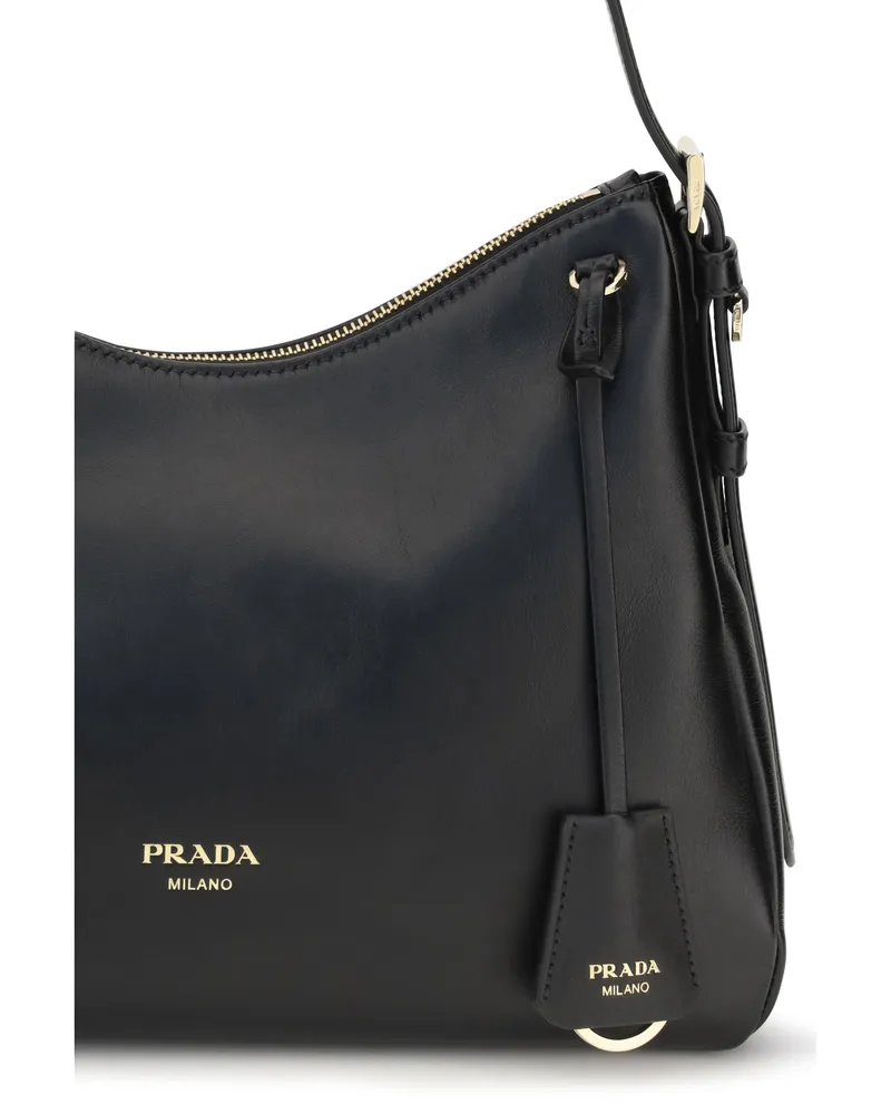 Prada Women's Shoulder Bag Leather Black Calf Black