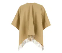 Unisex Wool With Fringe And Reversible Check Lining Shawl Beige