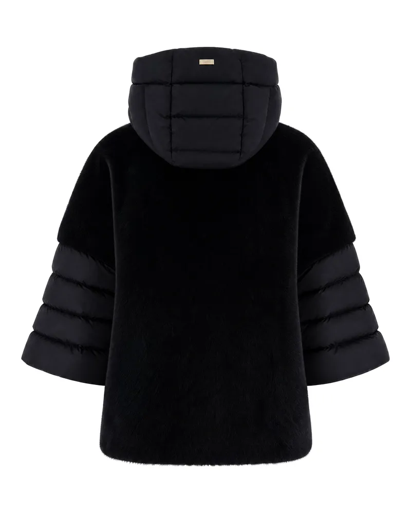 Herno Women's Down Jacket With Faux Fur Sleeves Black Polyester Black