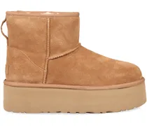 Sheepskin and Suede Ankle Boot — Camel
