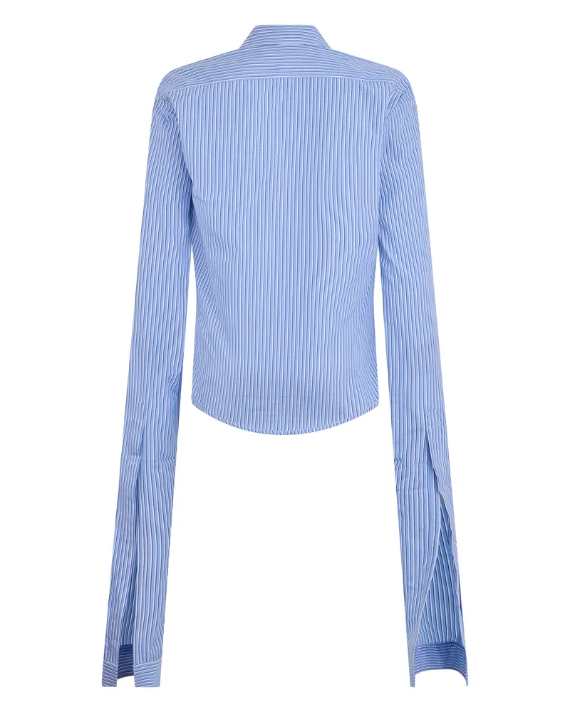 COPERNI Women's Striped Long-Sleeve Shirt Light Blue Polyester Blue