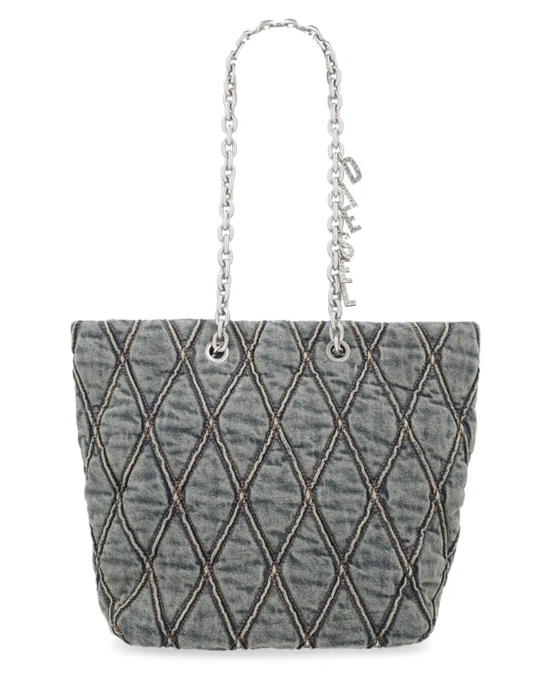 Diesel Women's Shopper Bag Charm-D Denim Cotton Handbags Hand Blue