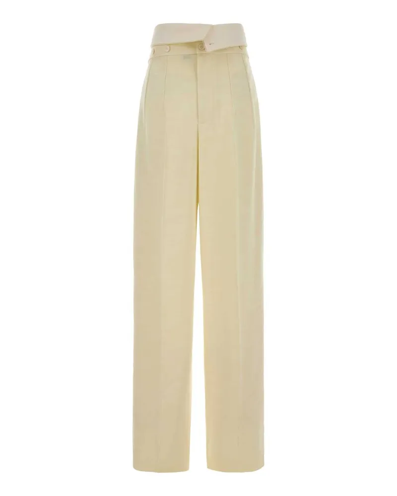 Carven Women's Cream Gabardine Orchidã¨ Pant Ecru Exterior: Lyocell Viscose Pantaloni Trousers Beige