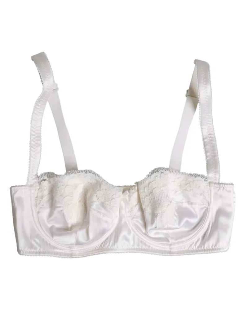 Dolce & Gabbana Women's White Silk Underwired Balconette Bra Underwear Elastane Clothing White