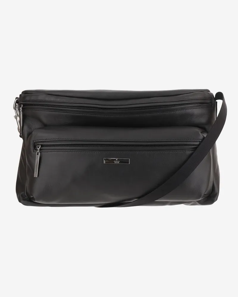 Gucci Unisex Shoulder Bag Tag Medium Black Calf Skin Black