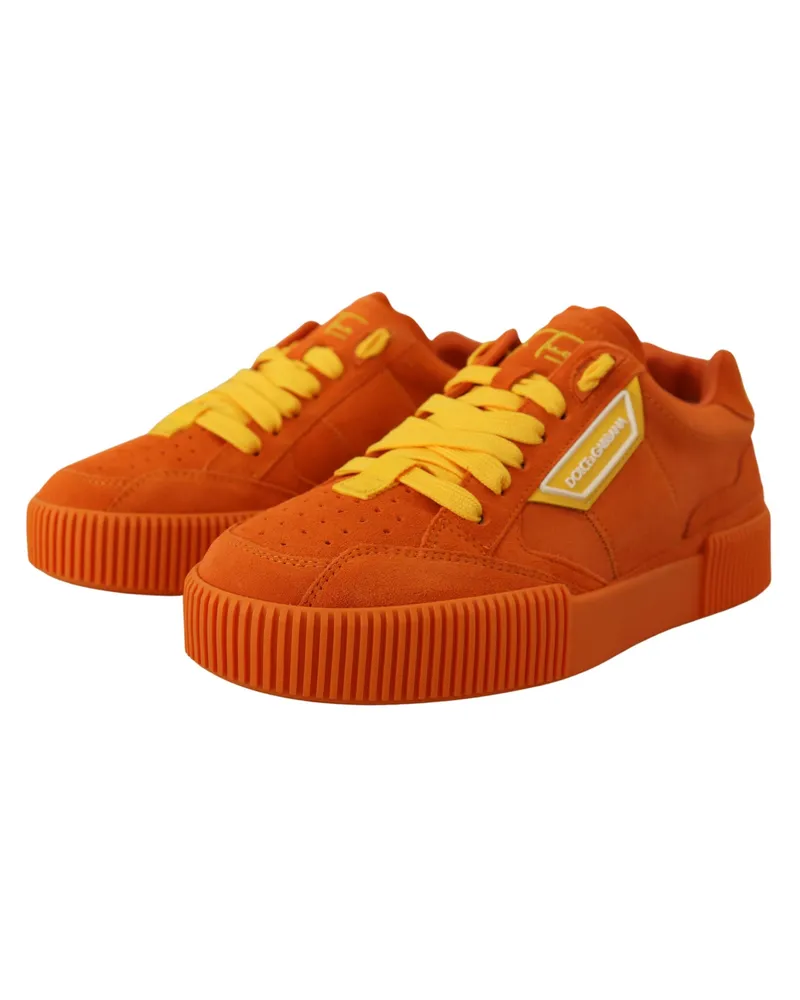 Dolce & Gabbana Women's Orange Leather P.j. Tucker Sneakers Shoes Suede Orange