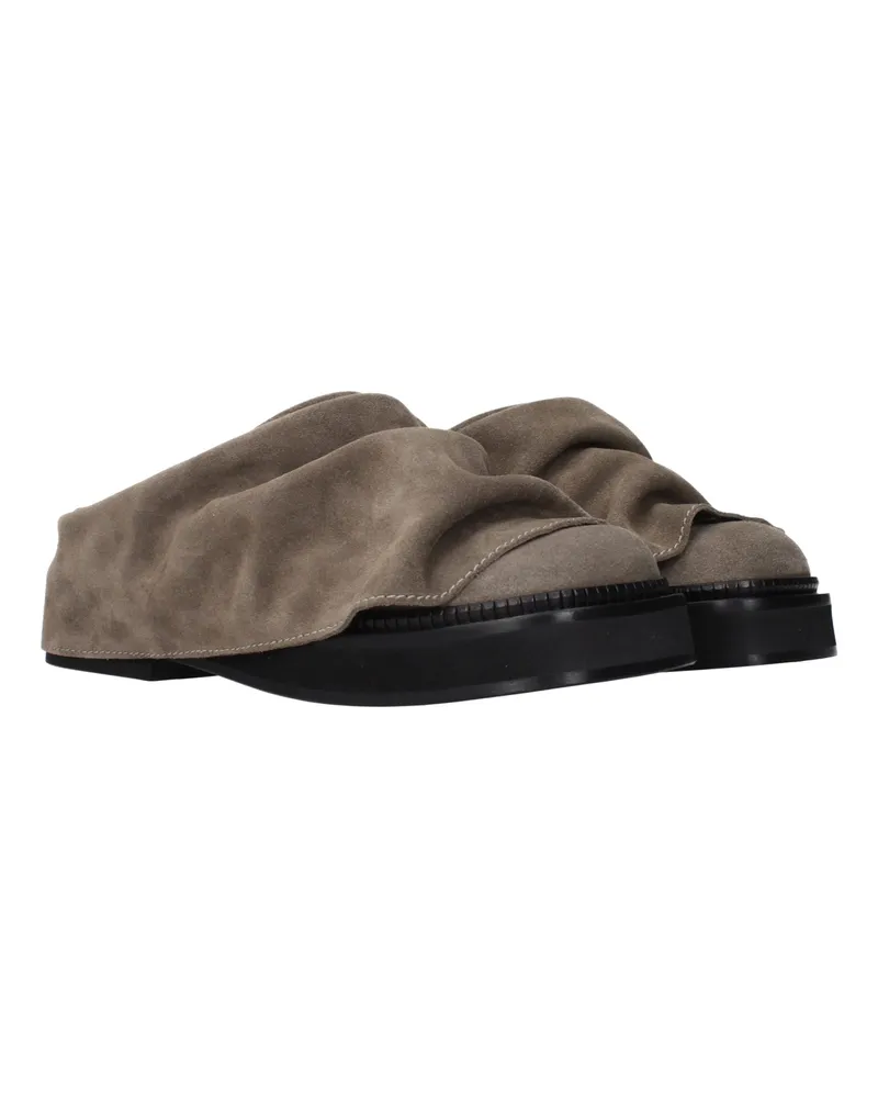 ATTICO Women's Gray Leather Slippers Gray