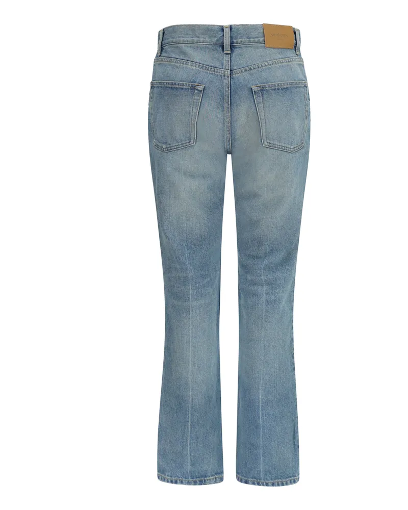 Saint Laurent Women's Authentic Straight Jeans Medium Blu Cotton Blue