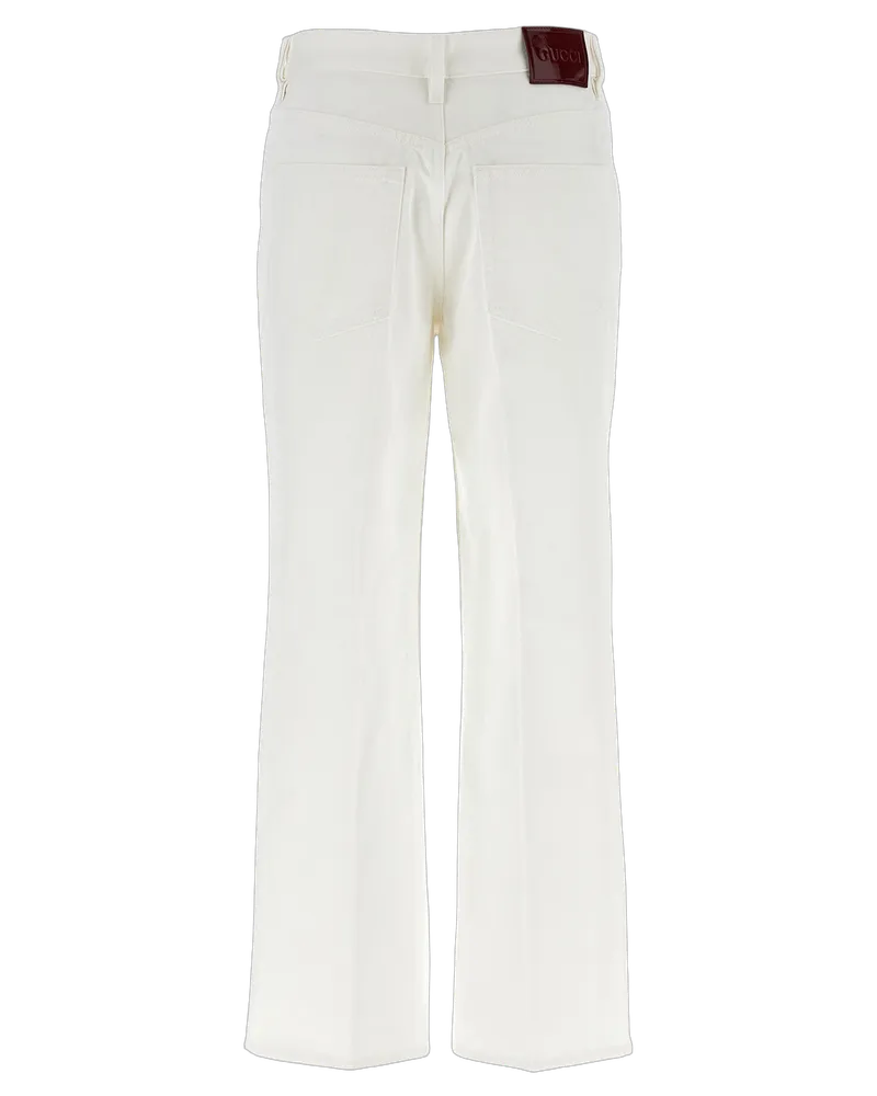 Gucci Women's White Cotton Cropped Jeans Clothing White