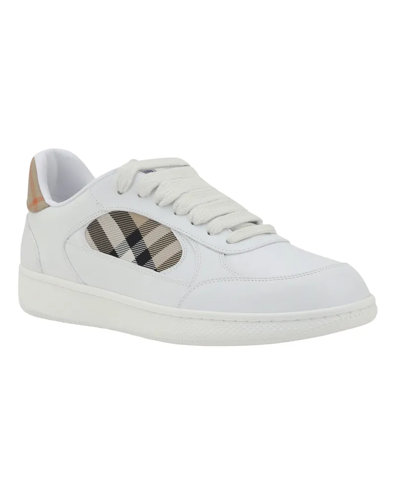 Burberry Leather Burberry Check Sneaker — White White