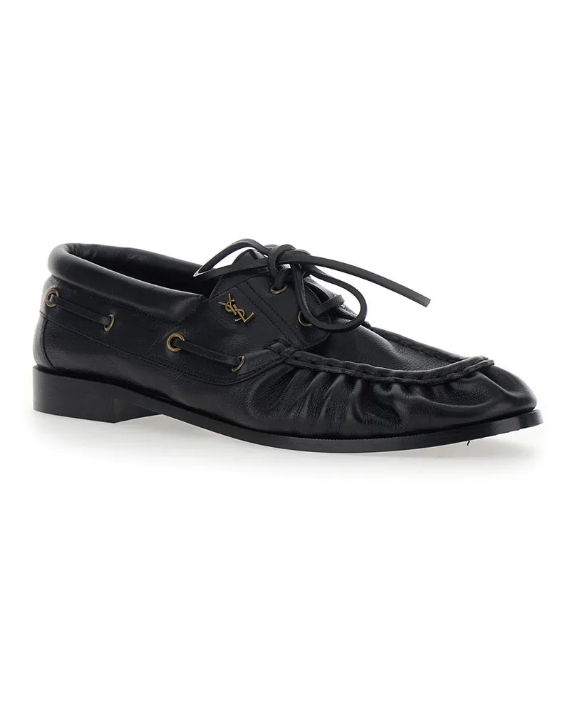 Saint Laurent Men's Boat Shoes Le Loafer Bateau Black Loafers 