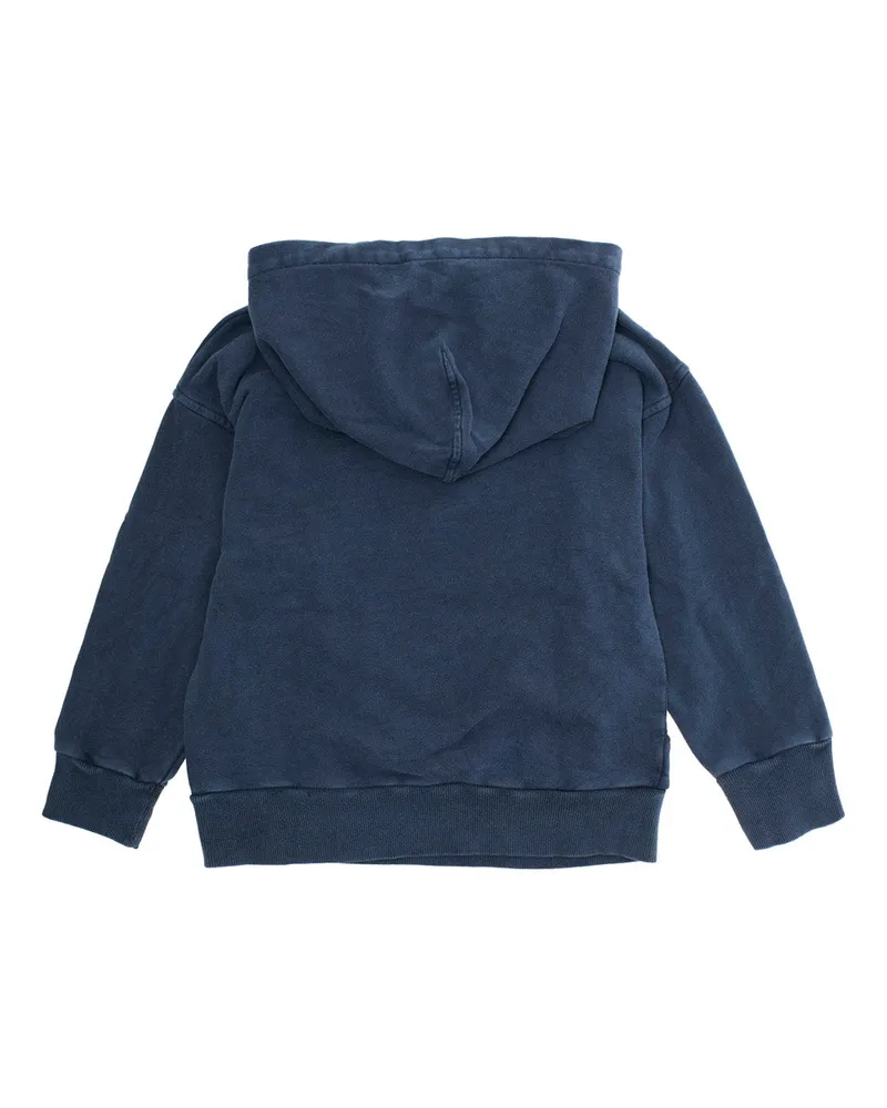 Emporio Armani Logo-Embroidered Cotton Hoodie — Blue Blue