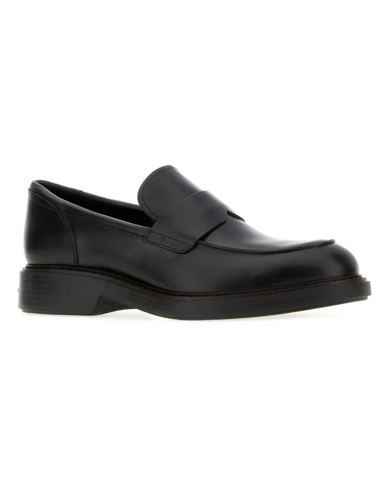 Hogan Men's Black Leather H704 Loafers Nero Sneaker Black
